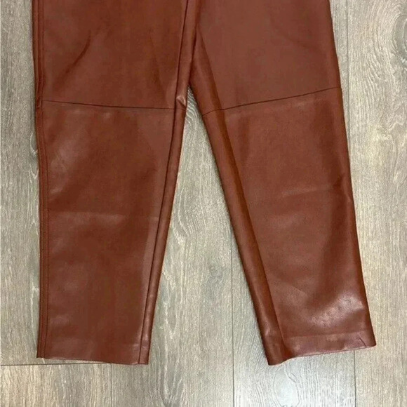 Aritzia Wilfred Free Oracle Pants High Rise Leather straight balloon leg brown - Picture 9 of 16